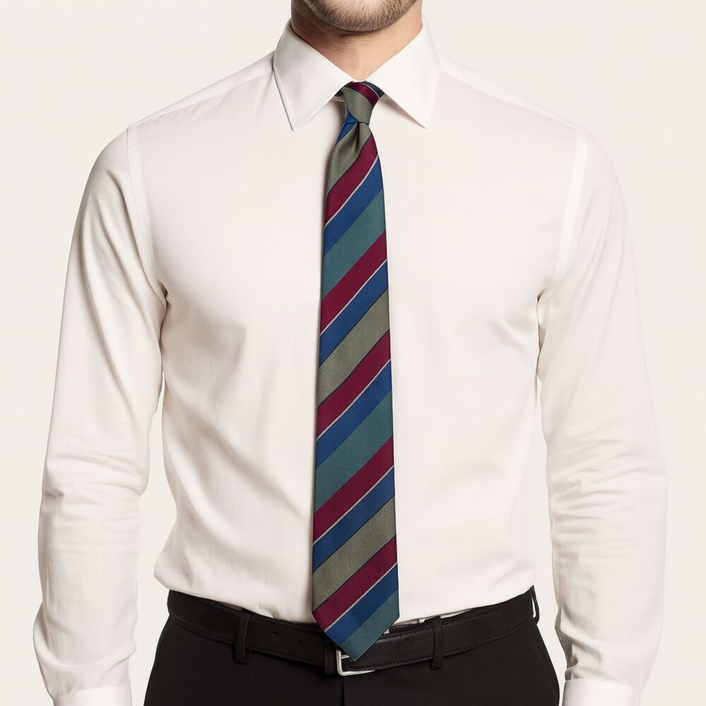ETRO Colorful Stripe 100% Pure Silk Mens Neck Tie